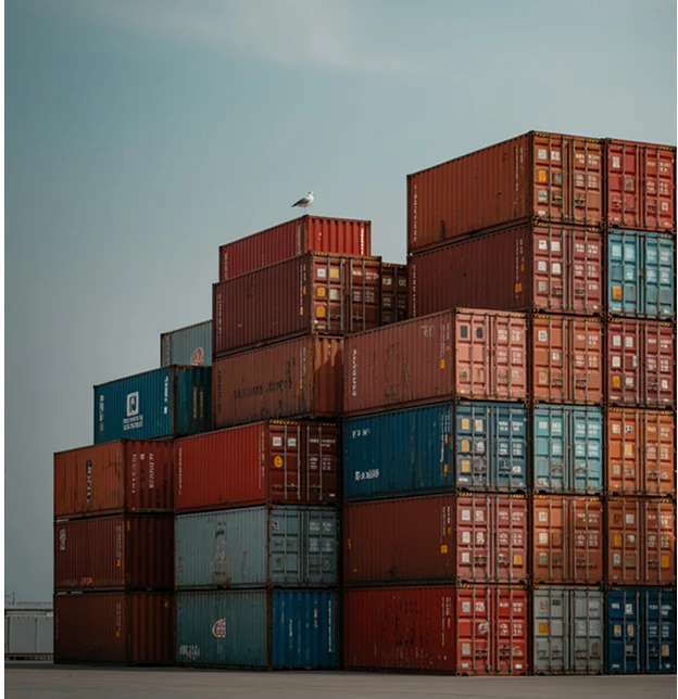 blue, red containers