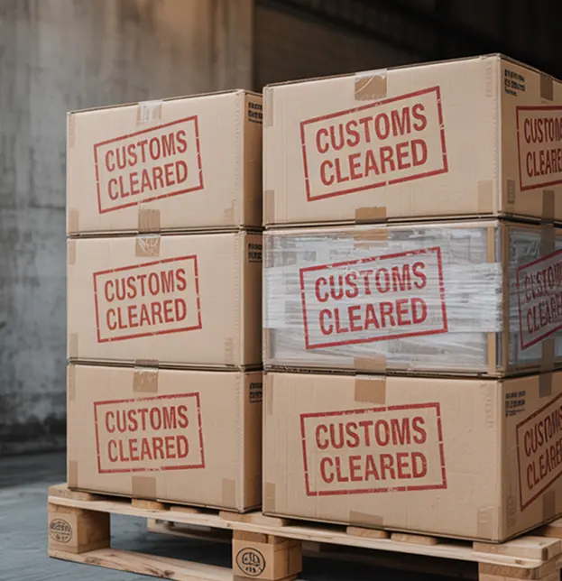 packaged parcels marked “customs cleared”